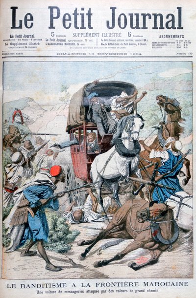 مهاجمو قطاع طرق يهاجمون مدرب بريد على الحدود المغربية ، 1904 بواسطة غير معروف