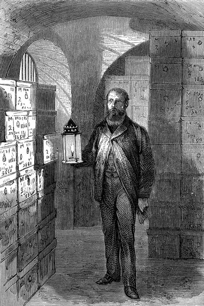 متجر الأوراق النقدية في خزائن بنك إنجلترا ، c1870 بواسطة غير معروف