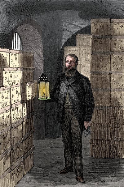 متجر الأوراق النقدية في خزائن بنك إنجلترا ، c1870 بواسطة غير معروف