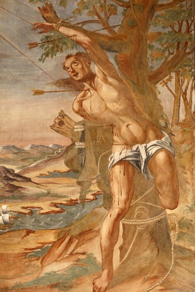 كنيسة سانتا كاترينا ، جالاتينا ، بوليا فريسكو في الدير الذي رسمه BrJoseph of Gravina في 1696 ، Galatina ، إيطاليا بواسطة غير معروف