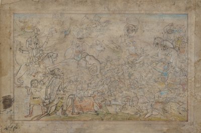 مشهد معركة من Devi Mahatmya ، أواخر القرن الثامن عشر. بواسطة غير معروف