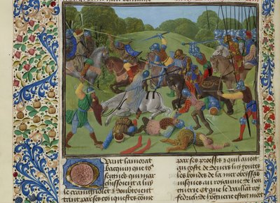معركة بين الأتراك تحت حكم السلطان مراد الأول والصرب ، حوالي 1470-1475. بواسطة غير معروف