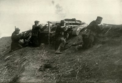 البلجيكيون يحملون النهر في ترموند ، 1919. بواسطة غير معروف