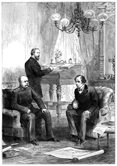 لقاء بنيامين دزرائيلي 1804-1881 مع أوتو فون بسمارك 1815-1898 ، برلين ، 1878 بواسطة غير معروف