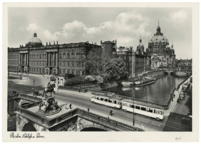 برلين ، قصر المدينة مع Kurfürstenbrücke والكاتدرائية / بطاقة بريدية للصور حوالي عام 1937/1938 بواسطة غير معروف