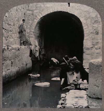 رجال عميان يغسلون عيونهم في بركة سلوام ، c1900 بواسطة غير معروف