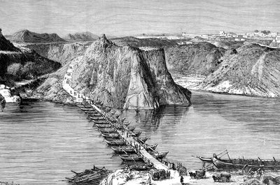 جسر القوارب فوق نهر السند في Khushalgarh ، باكستان ، 1895 بواسطة غير معروف