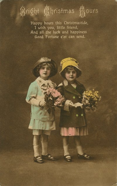 ساعات عيد الميلاد الساطعة ، بطاقة عيد الميلاد خمر ، c1900 بواسطة غير معروف