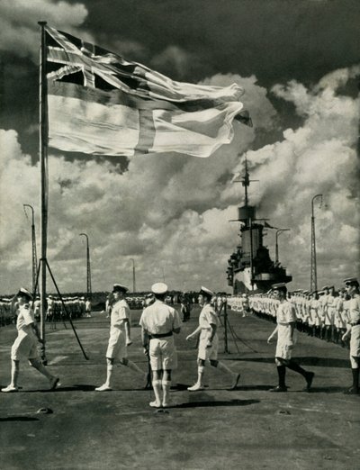 البحارة البريطانيون على سطح حاملة طائرات ، الحرب العالمية الثانية ، c1943. بواسطة غير معروف