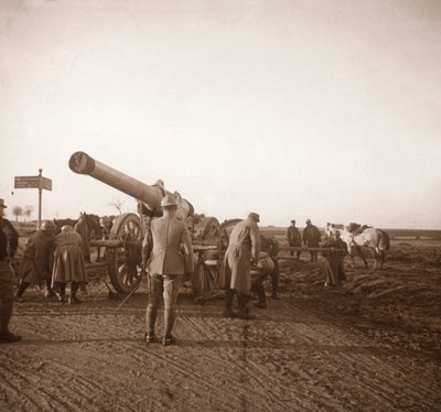 مدفعية ثقيلة مكسورة ، السوم ، شمال فرنسا ، c1914-c1918 بواسطة غير معروف