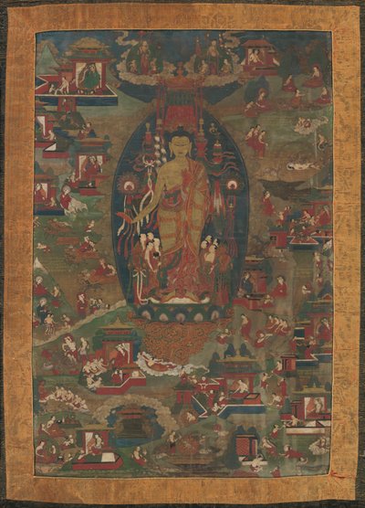 بوذا شاكياموني ومناظر حياته السابقة حكايات جاتاكا ، 1573-1619. بواسطة غير معروف