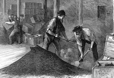 يستكثر الشاي في مستودعات شركة شرق وغرب الهند ، لندن ، 1874 بواسطة غير معروف