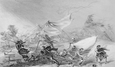 معسكر قبل سيباستوبول - آثار العاصفة المرعبة في 14 نوفمبر 1854 ، 1850. بواسطة غير معروف