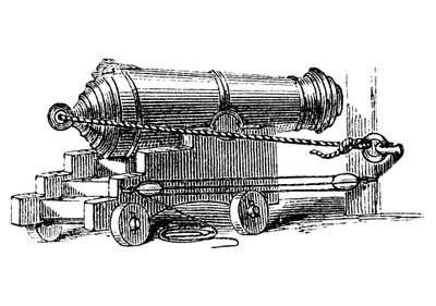Carronade ، قطعة قصيرة من الذخائر البحرية مع غرفة عيار كبير ، مثل هاون ، c1884 بواسطة غير معروف