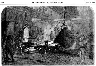 صب هاون في مصنع حديد جريسيلز ريجنتس كانال ، طريق المدينة ، لندن ، 1855 بواسطة غير معروف