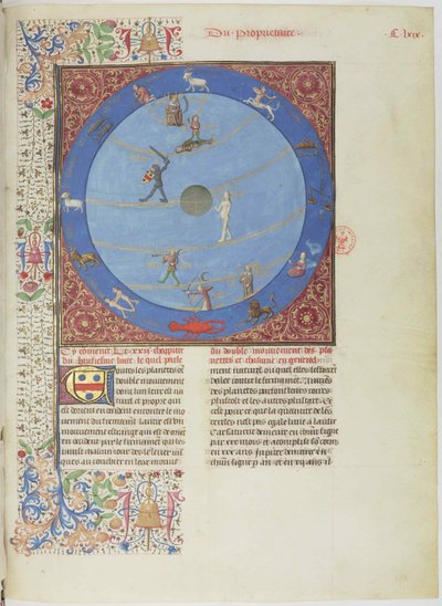 المجالات السماوية والكواكب والبروج. صورة مصغرة من كتاب خصائص الأشياء ، ج. 1480. بواسطة غير معروف