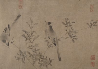 بلبل صيني على أزهار الكرز - التفاح. بواسطة غير معروف