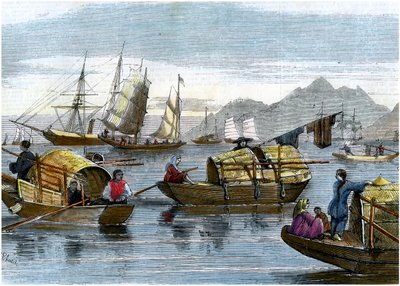 السامبان الصينيون في ميناء هونغ كونغ ، c1875 بواسطة غير معروف