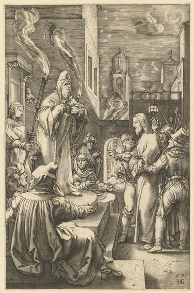 المسيح قبل Caiaphas ، من آلام المسيح ، كاليفورنيا. 1598-1617. بواسطة غير معروف