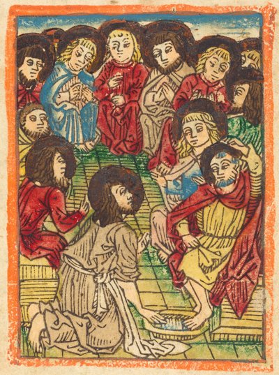 المسيح يغسل قدمي الرسل ، ج. 1480. بواسطة غير معروف