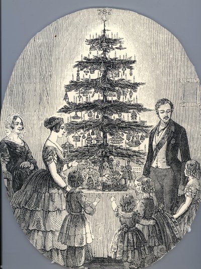عيد الميلاد مع الملكة فيكتوريا والأمير ألبرت وأطفالهم وأم الملكة فيكتوريا في عام 1848 و بواسطة غير معروف