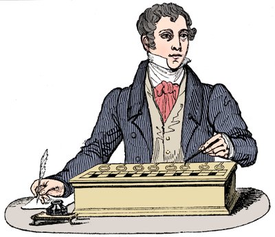 كاتب يستخدم آلة باسكال ، 1835 بواسطة غير معروف