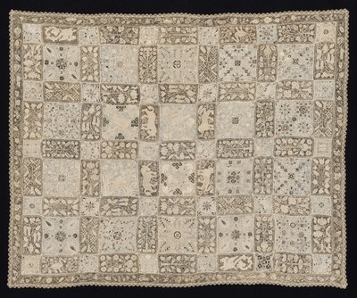 قماش مع حيدات ، تنين ، حيوانات أخرى ، وأنماط نباتية ، 1800s. بواسطة غير معروف