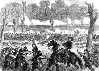 أصيب الجنرال الكونفدرالي هود في معركة شيكاماوجا ، الحرب الأهلية الأمريكية ، 1863 بواسطة غير معروف