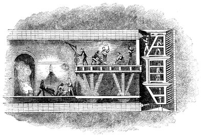 بناء نفق التايمز ، لندن ، 1825-1843 بواسطة غير معروف