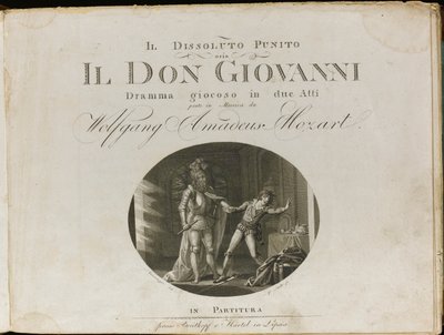 غلاف لنتيجة أوبرا دون جيوفاني للفنان فولفغانغ أماديوس موزارت ، 1801. بواسطة غير معروف