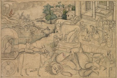 حرق جثث الشياطين بوتانا ، من كريشنا-ليلى ، ج. 1790. بواسطة غير معروف