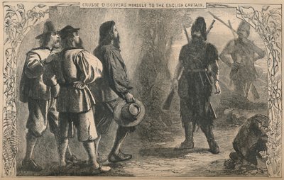 يكتشف كروزو نفسه للكابتن الإنجليزي ، c1870 بواسطة غير معروف