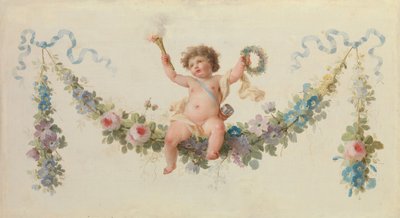 كيوبيد جالسًا على إكليل ، 1770-90. بواسطة غير معروف