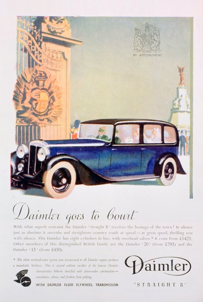 إعلان سيارة دايملر مستقيم 8 ، 1935 بواسطة غير معروف