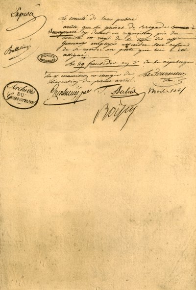 قرار لجنة الصحة العامة ، 5 سبتمبر 1795 ، 1921. بواسطة غير معروف