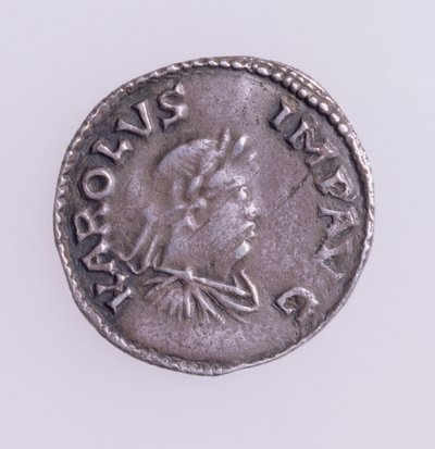 Denier of Charlemagne (742-814) يظهر الوجه صورة لشارلمان ، Quentovic Mint 768-814 (فضي) (للعكس انظر: 110164) بواسطة غير معروف