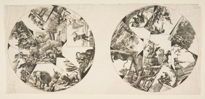 تصميمات للوحات مأخوذة من رسوم Oudrys التوضيحية إلى La Fontaines Fables ، بعد عام 1755. بواسطة غير معروف