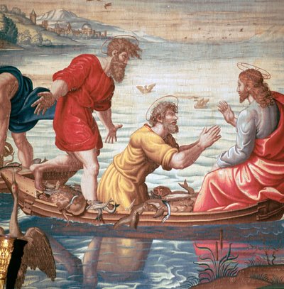 التفاصيل من Mortlakes Tapestries ، تظهر المسودة الإعجازية للأسماك ، القرن السابع عشر بواسطة غير معروف