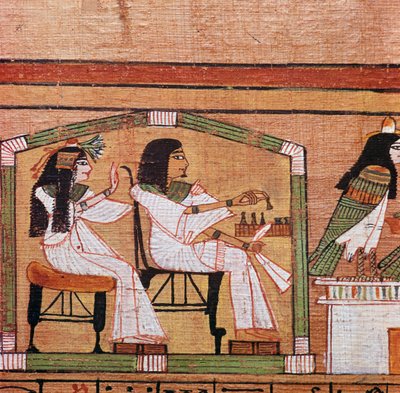 التفاصيل من بردية مصرية تظهر لعبة المسودات بواسطة غير معروف