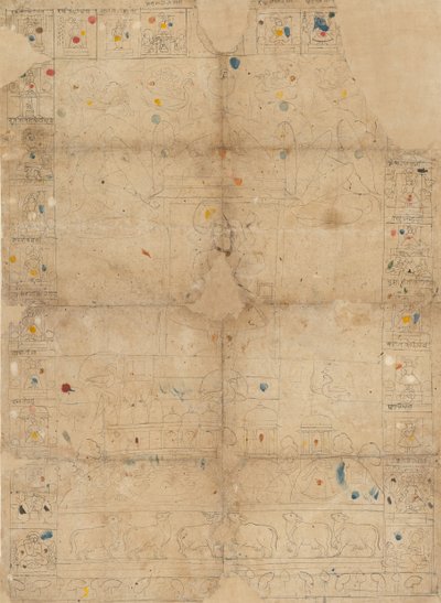 رسم تخطيطي لبيتشاواي يصور شاراد بورنيما الخريف البدر ، منتصف القرن التاسع عشر. بواسطة غير معروف