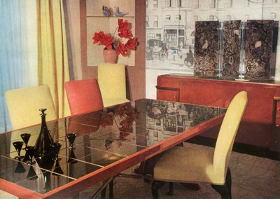 غرفة الطعام في ورنيش سانغ دي بوف ، من قبل هايز مارشال لشركة Fortnum & Mason Ltd. ، لندن ، 1937. بواسطة غير معروف