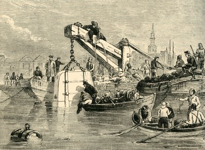 جرس الغوص المستخدم في بناء نفق التايمز ، c1878. بواسطة غير معروف