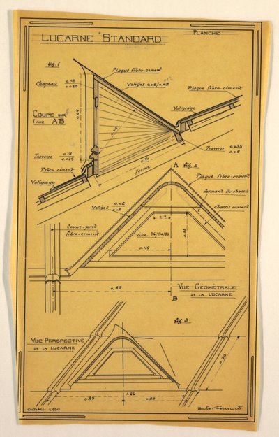 رسم وتصميم لمنزل تشغيلي ضخم صممه هيكتور غيمارد ، سكاي لايت كونستركشن ، أكتوبر 1920 بواسطة غير معروف
