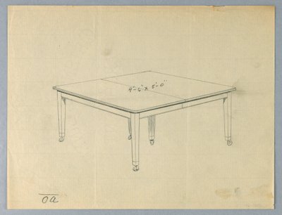Drawing, Design for a Six-Legged Rectangular Dining Table بواسطة غير معروف