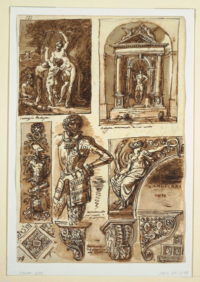 الرسم ، أوراق دراسات بعد آثار بولونيز ، 1811-1814 بواسطة غير معروف