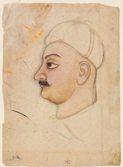 رسم لرأس رجل مع عمامة غير عادية ، ج. 1780. بواسطة غير معروف