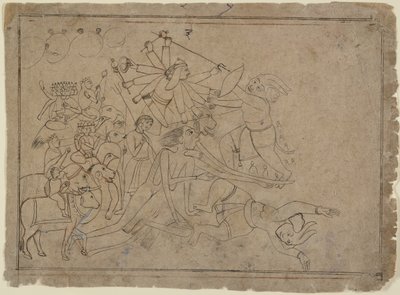 دورجا وكالي وماتريكاس معركة شيطان Raktabija: مشهد من Devi Mahatmya ، كاليفورنيا. 1780. بواسطة غير معروف