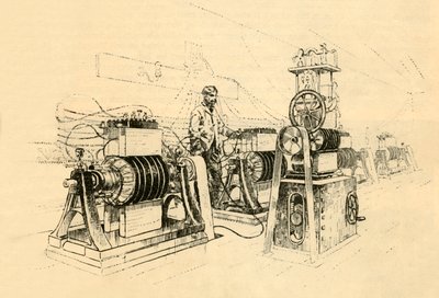 آلات دينامو الكهربائية ، تعمل بالبخار ، وتنتج كهرباء مغناطيسية ، 1882. بواسطة غير معروف