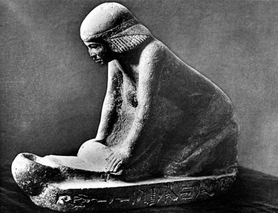 صورة مقبرة مصرية لطاحونة الذرة باستخدام سرخس سرج ، c2500 قبل الميلاد بواسطة غير معروف