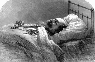 الإمبراطور نابليون الثالث على فراش الموت ، 1873. بواسطة غير معروف